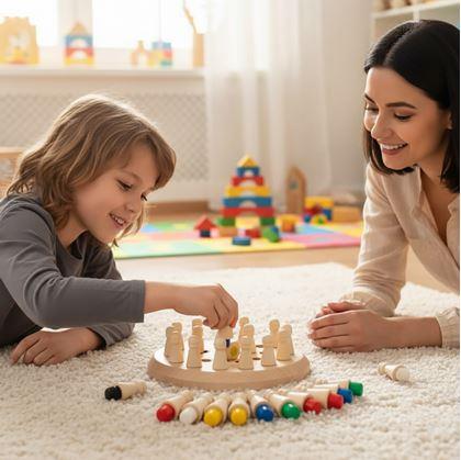 Obrázok z Pamäťová hra pre deti - drevený šach