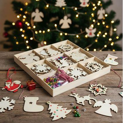 Obrázok z Drevené ozdoby na vyfarbenie 32 ks