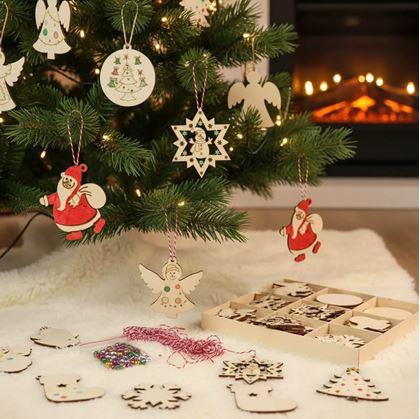 Obrázok z Drevené ozdoby na vyfarbenie 32 ks