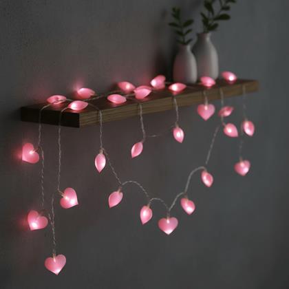 Obrázok z LED svetelný reťaz - ružové srdcia