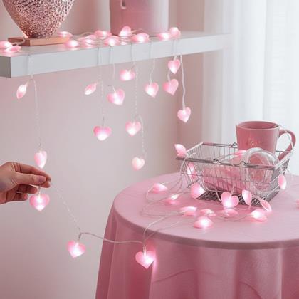 Obrázok z LED svetelný reťaz - ružové srdcia
