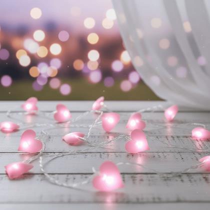 Obrázok z LED svetelný reťaz - ružové srdcia