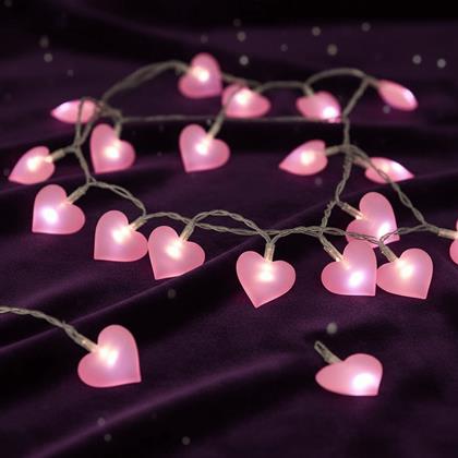 Obrázok z LED svetelný reťaz - ružové srdcia