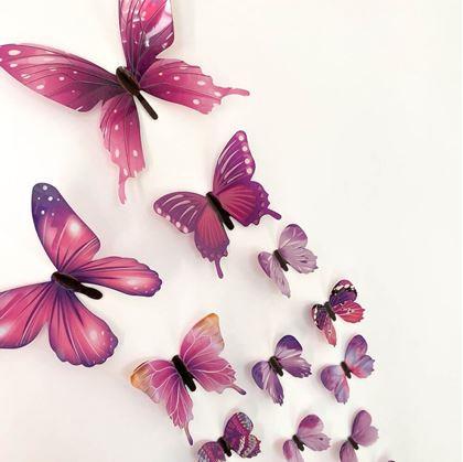 Obrázok z Set svietiacich motýlikov na stenu  -  fialový