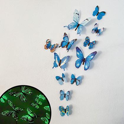 Obrázok z Set svietiacich motýlikov na stenu  -  modrý