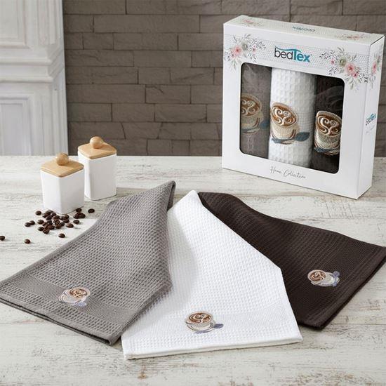 Obrázok z Darčeková sada vaflových utierok 3 ks - káva