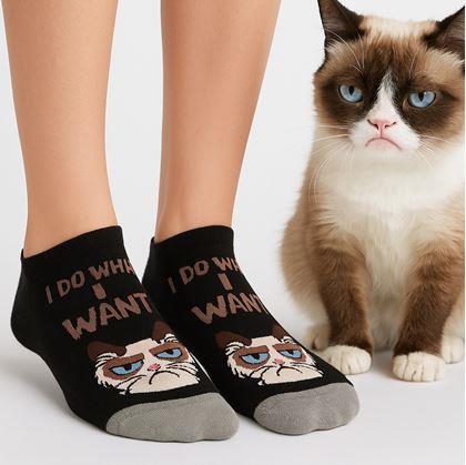 Obrázok z Veselé ponožky nahnevaná mačka -  čierne