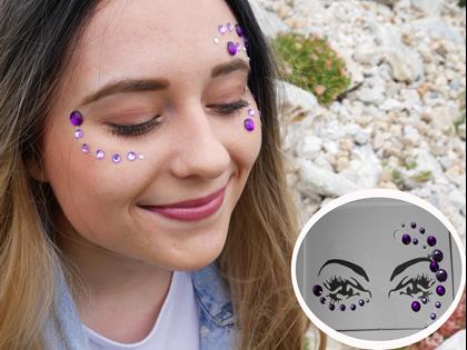 Obrázok z Nalepovacie kamienky na tvár  -  fialové