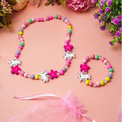 Obrázok z Súprava náhrdelník a náramok z drevených korálikov