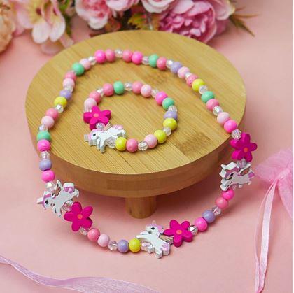 Obrázok z Súprava náhrdelník a náramok z drevených korálikov