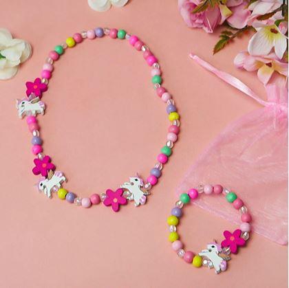 Obrázok z Súprava náhrdelník a náramok z drevených korálikov