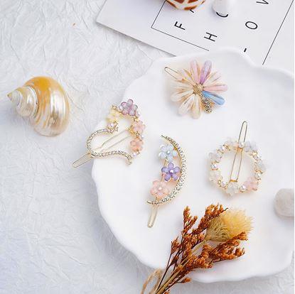 Obrázok Kvetinové sponky do vlasov s kamienkami 4ks