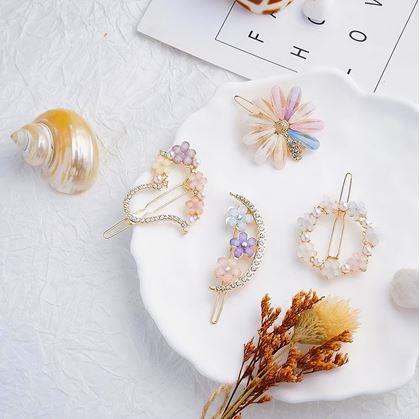 Obrázok z Kvetinové sponky do vlasov s kamienkami 4ks