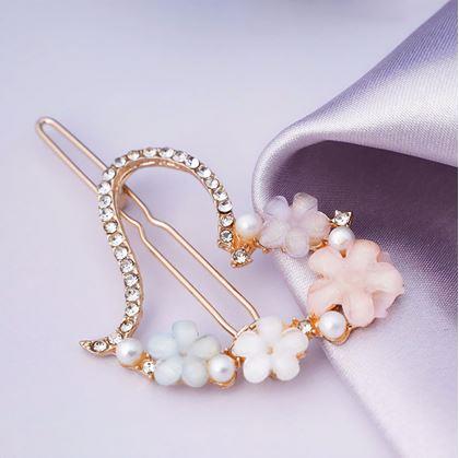 Obrázok z Kvetinové sponky do vlasov s kamienkami 4ks