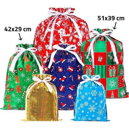 Obrázok z Vianočné darčekové baliace vrecko so šnúrkou - 42x29 cm