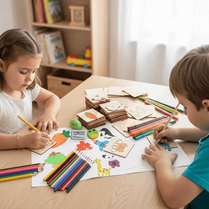 Obrázok z Drevená sada na obkresľovanie 100 ks