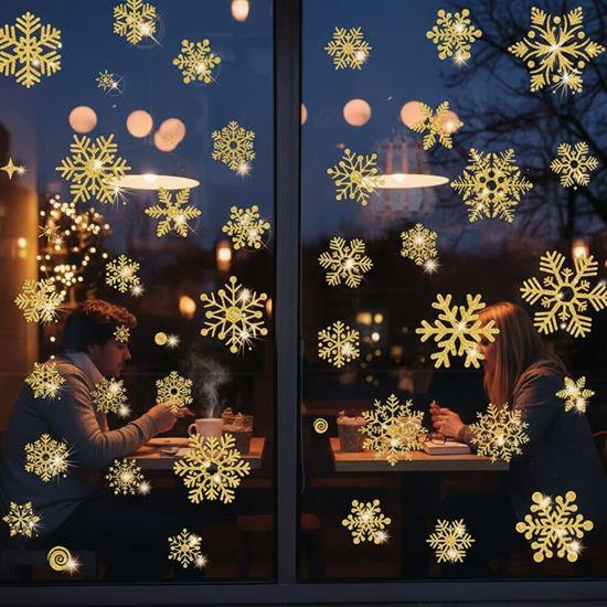 Obrázok z Nálepky na okno - snehové vločky 52 ks - zlaté