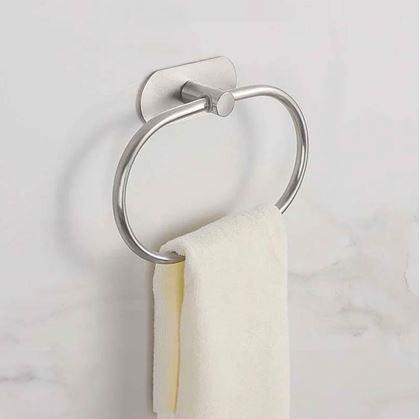 Obrázok z Nalepovací držiak na uteráky kruh - strieborný