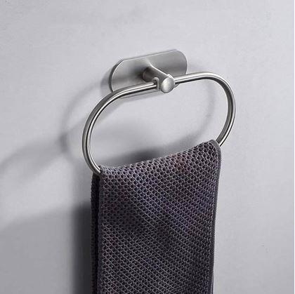 Obrázok z Nalepovací držiak na uteráky kruh - strieborný