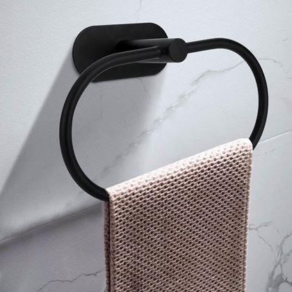 Obrázok z Nalepovací držiak na uteráky kruh - čierny