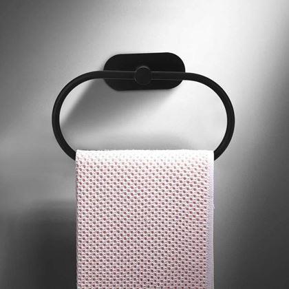 Obrázok z Nalepovací držiak na uteráky kruh - čierny