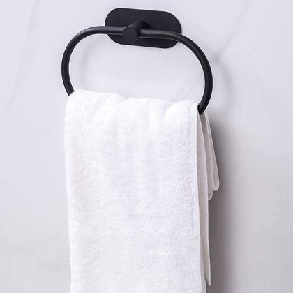 Obrázok z Nalepovací držiak na uteráky kruh - čierny