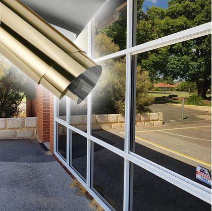 Obrázok z Zrkadlové fólie na okná 200 cm  - zlatá