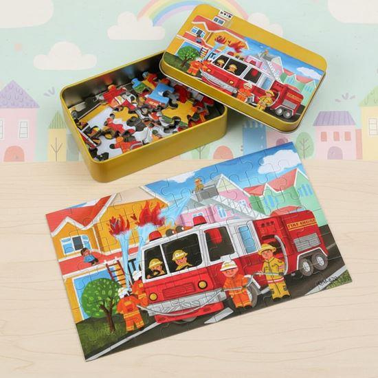 Obrázok z Detské puzzle v plechovej krabičke  -  hasiči
