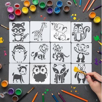 Obrázok Šablóny zvieratiek na maľovanie 13x13 cm 12 ks