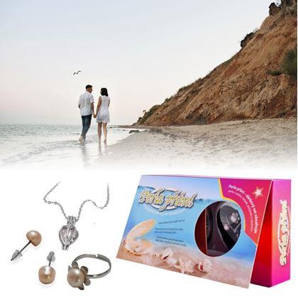 Obrázok z Perla priania v perlorodke s náhrdelníkom, náušnicami a prsteňom