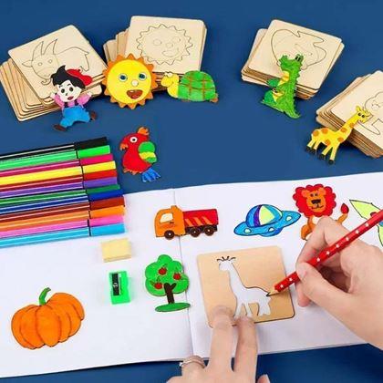 Obrázok z Drevená sada na obkresľovanie 100 ks