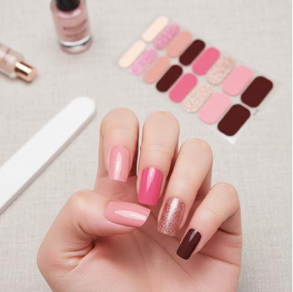 Obrázok z Samolepky na nechty  - ružová a bordová