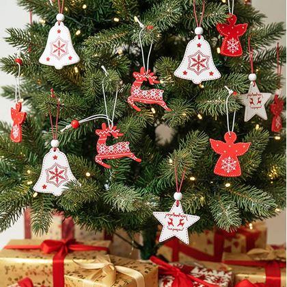 Obrázok z Sada drevených ozdôb 12 ks - vianočný mix