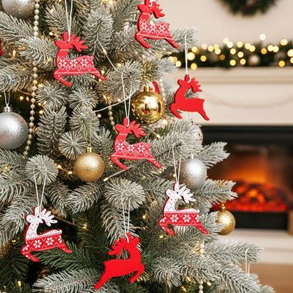 Obrázok z Sada drevených ozdôb 12 ks - sobíky