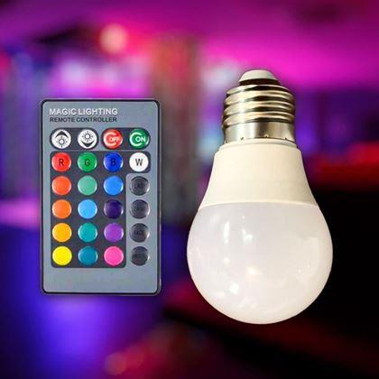 Obrázok z LED RGB žiarovka s ovládačom - 16 farieb