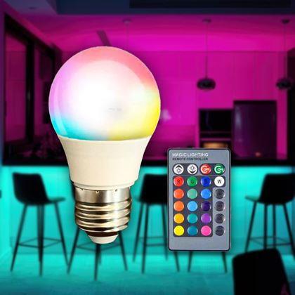 Obrázok z LED RGB žiarovka s ovládačom - 16 farieb