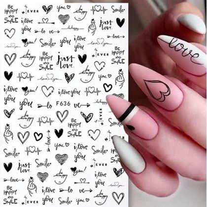 Obrázok z Sada samolepiek na nechty - 93 ks zamilované