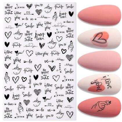 Obrázok z Sada samolepiek na nechty - 93 ks zamilované