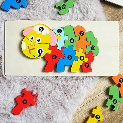 Obrázok z Drevené puzzle s číslami  -  ovečka