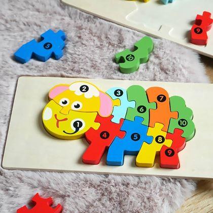 Obrázok z Drevené puzzle s číslami  -  ovečka