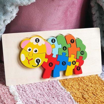 Obrázok z Drevené puzzle s číslami  -  ovečka