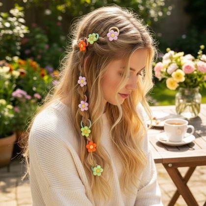 Obrázok z Detské gumičky do vlasov 10 ks  -  kvietky