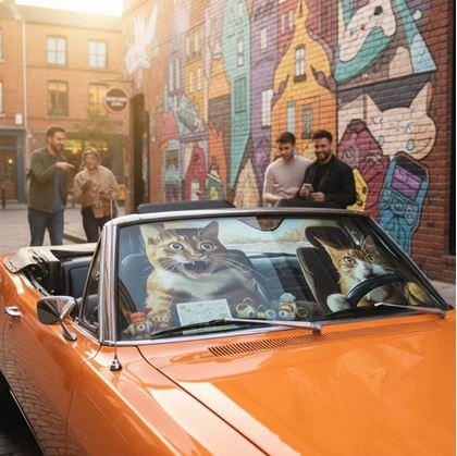 Obrázok z Protislnečná clona do auta s prísavkami - mačky