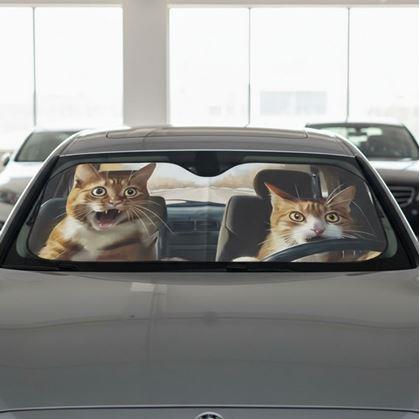 Obrázok z Protislnečná clona do auta s prísavkami - mačky
