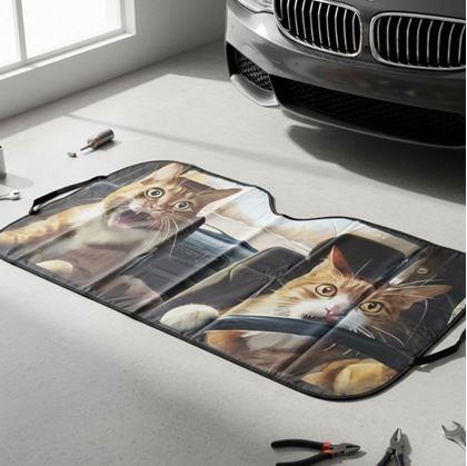 Obrázok z Protislnečná clona do auta s prísavkami - mačky