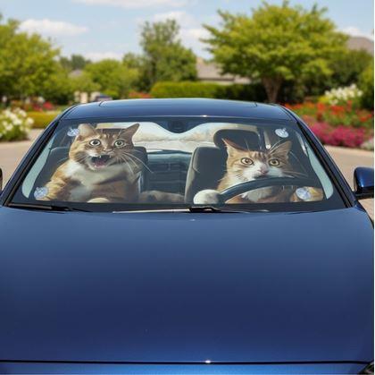 Obrázok z Protislnečná clona do auta s prísavkami - mačky