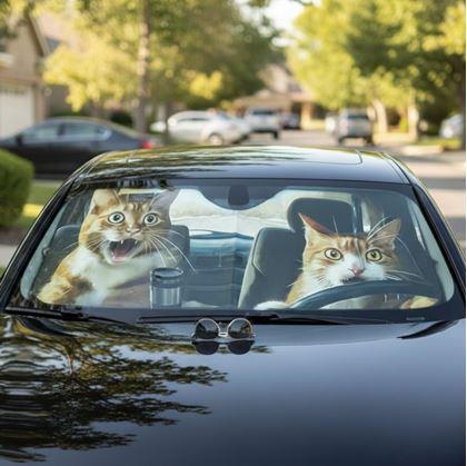 Obrázok z Protislnečná clona do auta s prísavkami - mačky