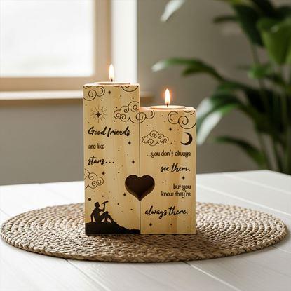 Obrázok Drevené svietniky na čajové sviečky pre páry, 2 ks