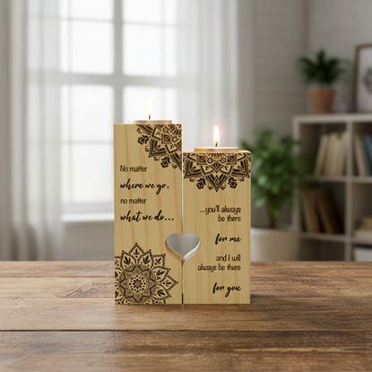 Obrázok Drevené svietniky na čajové sviečky pre páry, 2 ks