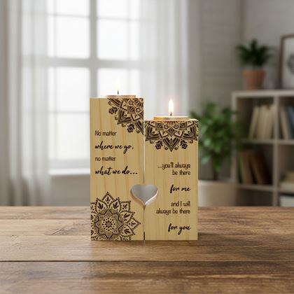 Obrázok z Drevené svietniky na čajové sviečky pre páry, 2 ks - mandala